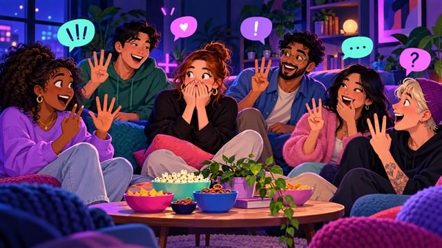 Friends holding up fingers during a game